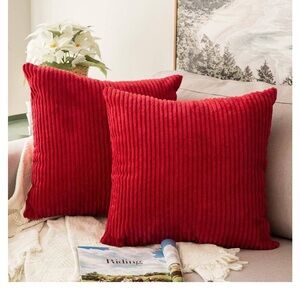 Red Corduroy Throw Pillow Covers